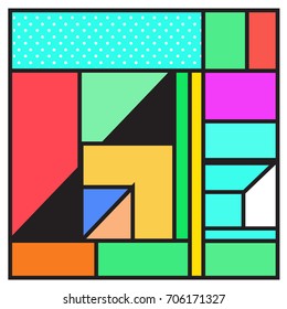 Trendy geometric elements memphis greeting cards design. Retro style texture, pattern and elements. Retro abstract pattern poster and cover design template for summer holiday season.