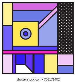 Trendy geometric elements memphis greeting cards design. Retro style texture, pattern and elements. Retro abstract pattern poster and cover design template for summer holiday season.