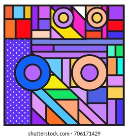 Trendy geometric elements memphis greeting cards design. Retro style texture, pattern and elements. Retro abstract pattern poster and cover design template for summer holiday season.