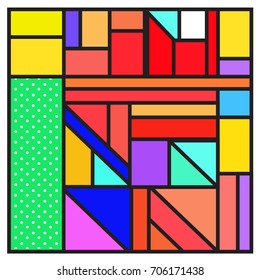 Trendy geometric elements memphis greeting cards design. Retro style texture, pattern and elements. Retro abstract pattern poster and cover design template for summer holiday season.