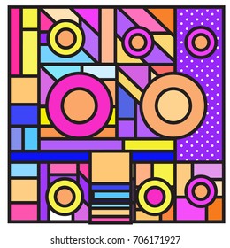 Trendy geometric elements memphis greeting cards design. Retro style texture, pattern and elements. Retro abstract pattern poster and cover design template for summer holiday season.