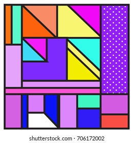 Trendy geometric elements memphis greeting cards design. Retro style texture, pattern and elements. Retro abstract pattern poster and cover design template for summer holiday season.