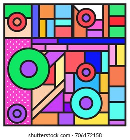Trendy geometric elements memphis greeting cards design. Retro style texture, pattern and elements. Retro abstract pattern poster and cover design template for summer holiday season.