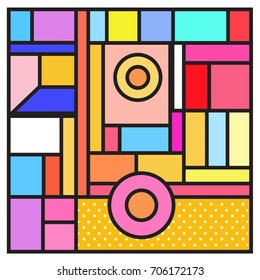 Trendy geometric elements memphis greeting cards design. Retro style texture, pattern and elements. Retro abstract pattern poster and cover design template for summer holiday season.