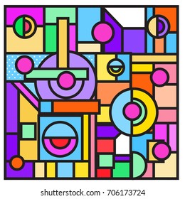Trendy geometric elements memphis greeting cards design. Retro style texture, pattern and elements. Retro abstract pattern poster and cover design template for summer holiday season.
