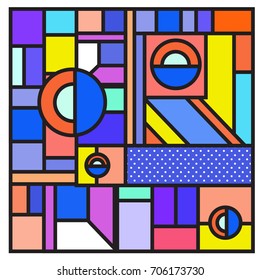 Trendy geometric elements memphis greeting cards design. Retro style texture, pattern and elements. Retro abstract pattern poster and cover design template for summer holiday season.