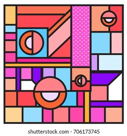 Trendy geometric elements memphis greeting cards design. Retro style texture, pattern and elements. Retro abstract pattern poster and cover design template for summer holiday season.