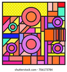Trendy geometric elements memphis greeting cards design. Retro style texture, pattern and elements. Retro abstract pattern poster and cover design template for summer holiday season.