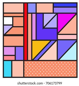 Trendy geometric elements memphis greeting cards design. Retro style texture, pattern and elements. Retro abstract pattern poster and cover design template for summer holiday season.