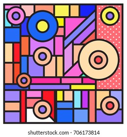 Trendy geometric elements memphis greeting cards design. Retro style texture, pattern and elements. Retro abstract pattern poster and cover design template for summer holiday season.