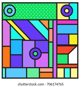 Trendy geometric elements memphis greeting cards design. Retro style texture, pattern and elements. Retro abstract pattern poster and cover design template for summer holiday season.