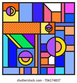 Trendy geometric elements memphis greeting cards design. Retro style texture, pattern and elements. Retro abstract pattern poster and cover design template for summer holiday season.