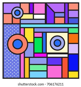 Trendy geometric elements memphis greeting cards design. Retro style texture, pattern and elements. Retro abstract pattern poster and cover design template for summer holiday season.