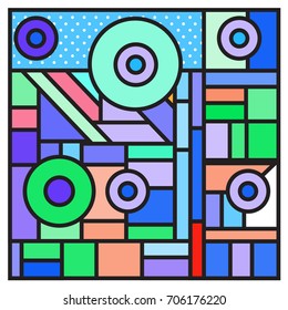 Trendy geometric elements memphis greeting cards design. Retro style texture, pattern and elements. Retro abstract pattern poster and cover design template for summer holiday season.