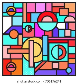 Trendy geometric elements memphis greeting cards design. Retro style texture, pattern and elements. Retro abstract pattern poster and cover design template for summer holiday season.