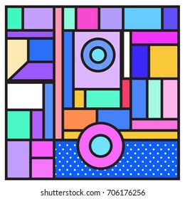 Trendy geometric elements memphis greeting cards design. Retro style texture, pattern and elements. Retro abstract pattern poster and cover design template for summer holiday season.