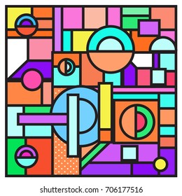 Trendy geometric elements memphis greeting cards design. Retro style texture, pattern and elements. Retro abstract pattern poster and cover design template for summer holiday season.