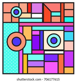 Trendy geometric elements memphis greeting cards design. Retro style texture, pattern and elements. Retro abstract pattern poster and cover design template for summer holiday season.