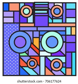 Trendy geometric elements memphis greeting cards design. Retro style texture, pattern and elements. Retro abstract pattern poster and cover design template for summer holiday season.