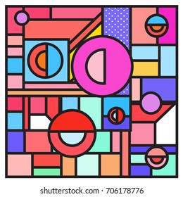 Trendy geometric elements memphis greeting cards design. Retro style texture, pattern and elements. Retro abstract pattern poster and cover design template for summer holiday season.
