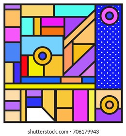 Trendy geometric elements memphis greeting cards design. Retro style texture, pattern and elements. Retro abstract pattern poster and cover design template for summer holiday season.