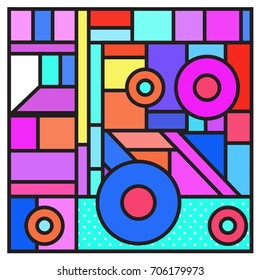 Trendy geometric elements memphis greeting cards design. Retro style texture, pattern and elements. Retro abstract pattern poster and cover design template for summer holiday season.