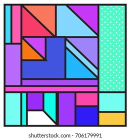Trendy geometric elements memphis greeting cards design. Retro style texture, pattern and elements. Retro abstract pattern poster and cover design template for summer holiday season.