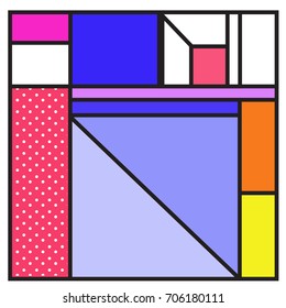 Trendy geometric elements memphis greeting cards design. Retro style texture, pattern and elements. Retro abstract pattern poster and cover design template for summer holiday season.