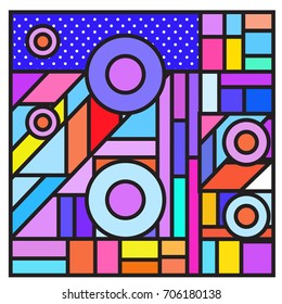 Trendy geometric elements memphis greeting cards design. Retro style texture, pattern and elements. Retro abstract pattern poster and cover design template for summer holiday season.