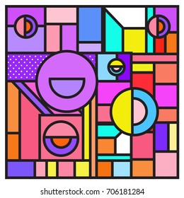 Trendy geometric elements memphis greeting cards design. Retro style texture, pattern and elements. Retro abstract pattern poster and cover design template for summer holiday season.