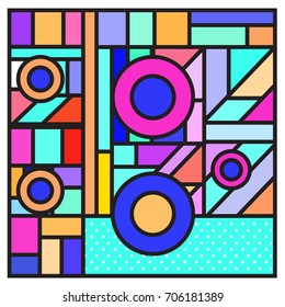 Trendy geometric elements memphis greeting cards design. Retro style texture, pattern and elements. Retro abstract pattern poster and cover design template for summer holiday season.