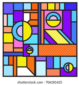 Trendy geometric elements memphis greeting cards design. Retro style texture, pattern and elements. Retro abstract pattern poster and cover design template for summer holiday season.