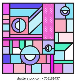 Trendy geometric elements memphis greeting cards design. Retro style texture, pattern and elements. Retro abstract pattern poster and cover design template for summer holiday season.