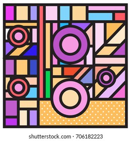 Trendy geometric elements memphis greeting cards design. Retro style texture, pattern and elements. Retro abstract pattern poster and cover design template for summer holiday season.