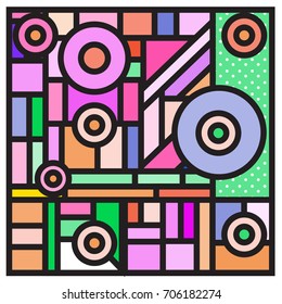 Trendy geometric elements memphis greeting cards design. Retro style texture, pattern and elements. Retro abstract pattern poster and cover design template for summer holiday season.