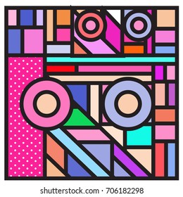 Trendy geometric elements memphis greeting cards design. Retro style texture, pattern and elements. Retro abstract pattern poster and cover design template for summer holiday season.