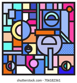 Trendy geometric elements memphis greeting cards design. Retro style texture, pattern and elements. Retro abstract pattern poster and cover design template for summer holiday season.