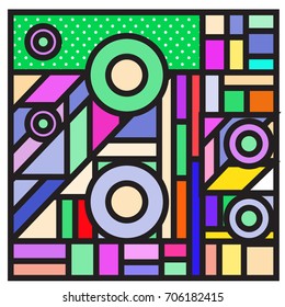 Trendy geometric elements memphis greeting cards design. Retro style texture, pattern and elements. Retro abstract pattern poster and cover design template for summer holiday season.