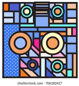 Trendy geometric elements memphis greeting cards design. Retro style texture, pattern and elements. Retro abstract pattern poster and cover design template for summer holiday season.