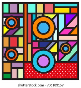 Trendy geometric elements memphis greeting cards design. Retro style texture, pattern and elements. Retro abstract pattern poster and cover design template for summer holiday season.