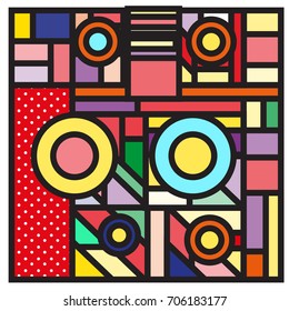 Trendy geometric elements memphis greeting cards design. Retro style texture, pattern and elements. Retro abstract pattern poster and cover design template for summer holiday season.