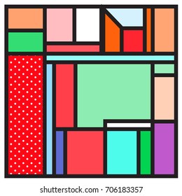 Trendy geometric elements memphis greeting cards design. Retro style texture, pattern and elements. Retro abstract pattern poster and cover design template for summer holiday season.
