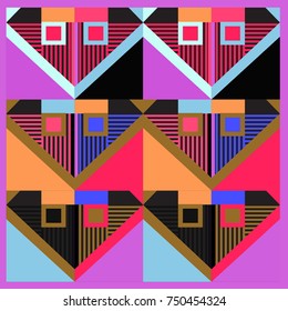 Trendy geometric elements memphis greeting cards design. Retro style texture, pattern and elements. Modern abstract design poster and cover template