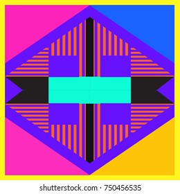 Trendy geometric elements memphis greeting cards design. Retro style texture, pattern and elements. Modern abstract design poster and cover template
