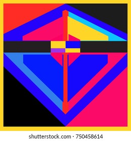 Trendy geometric elements memphis greeting cards design. Retro style texture, pattern and elements. Modern abstract design poster and cover template
