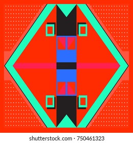 Trendy geometric elements memphis greeting cards design. Retro style texture, pattern and elements. Modern abstract design poster and cover template
