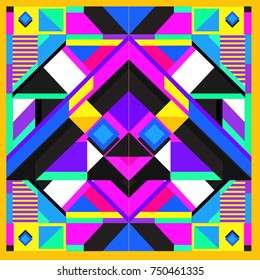 Trendy geometric elements memphis greeting cards design. Retro style texture, pattern and elements. Modern abstract design poster and cover template
