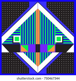 Trendy geometric elements memphis greeting cards design. Retro style texture, pattern and elements. Modern abstract design poster and cover template
