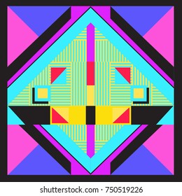 Trendy geometric elements memphis greeting cards design. Retro style texture, pattern and elements. Modern abstract design poster and cover template