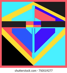 Trendy geometric elements memphis greeting cards design. Retro style texture, pattern and elements. Modern abstract design poster and cover template